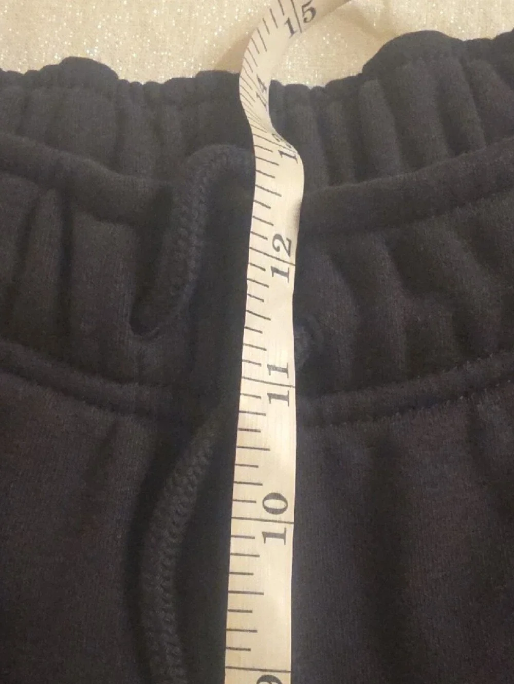 Athleta Black Heavyweight Terry Bermuda Shorts Adjustable Waist Size L - Picture 10 of 14